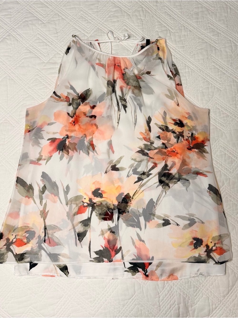 White House Black Market Floral Watercolor Halter Top Size Medium